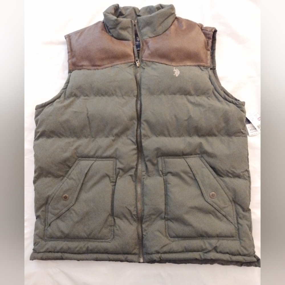 US POLO ASSN. Men’s Vest XXL Leather Trim New